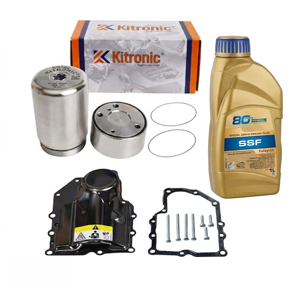 Kitronik Druckspeicher / Akkumulatorkolben (Kitronik) – Komplett mit Schrauben, Deckel, Dichtung und Öl (verstärkt, Premium) passend für Audi, Volkswagen, Seat und Skoda 7-Gang DSG Doppelkupplungsgetr