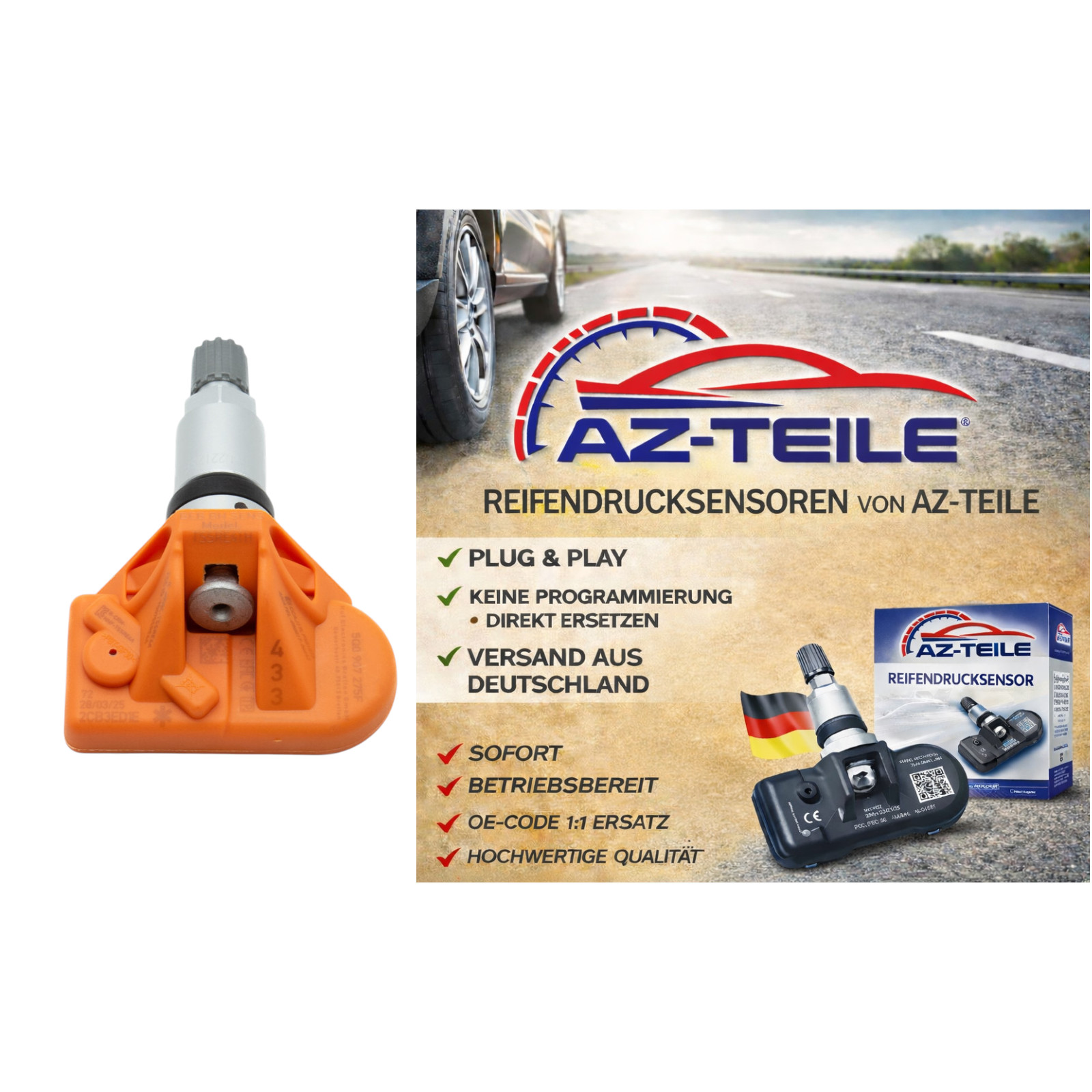 AZ-Teile® RDKS Reifendrucksensor passend für VW Audi Skoda Porsche 5Q0907275F