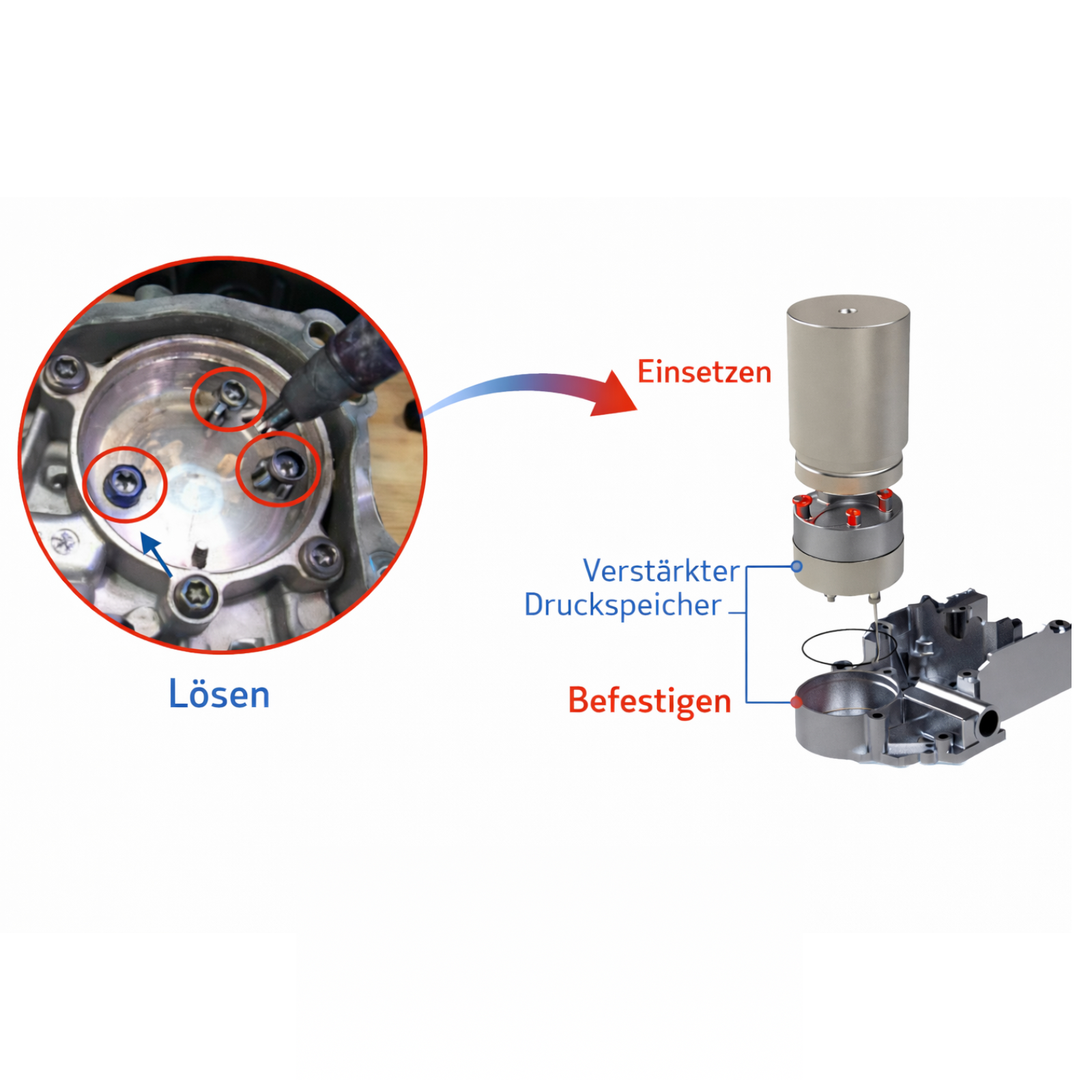 Kitronic Druckspeicher / Akkumulatorkolben mit Werkzeug DSG 7-Gang DQ200 (0AM, 0CW, 0CG, 0DE, 0DR) passend für VW Audi Seat Skoda