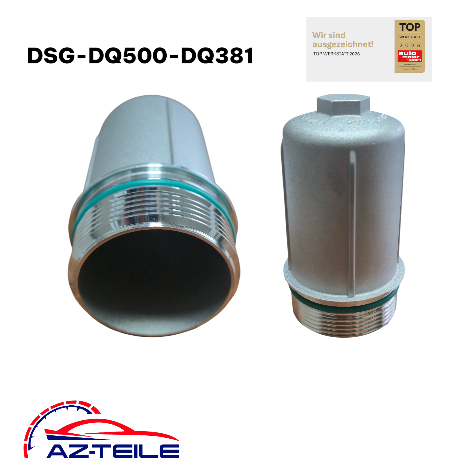 AZ-Teile® Ölfiltergehäuse aus Aluminiumguss (Upgrade) DSG 7-Gang DQ500, DQ381 (0BH, 0BT, 0GC) passend für VW Audi Seat Skoda