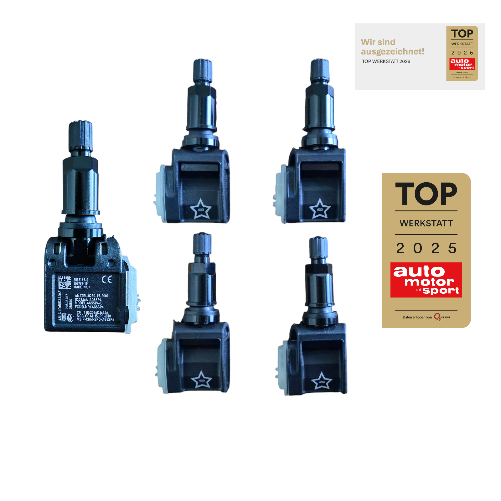 AZ-Teile® RDKS Sensoren Schwarz 4er Set passend für BMW 36106887147