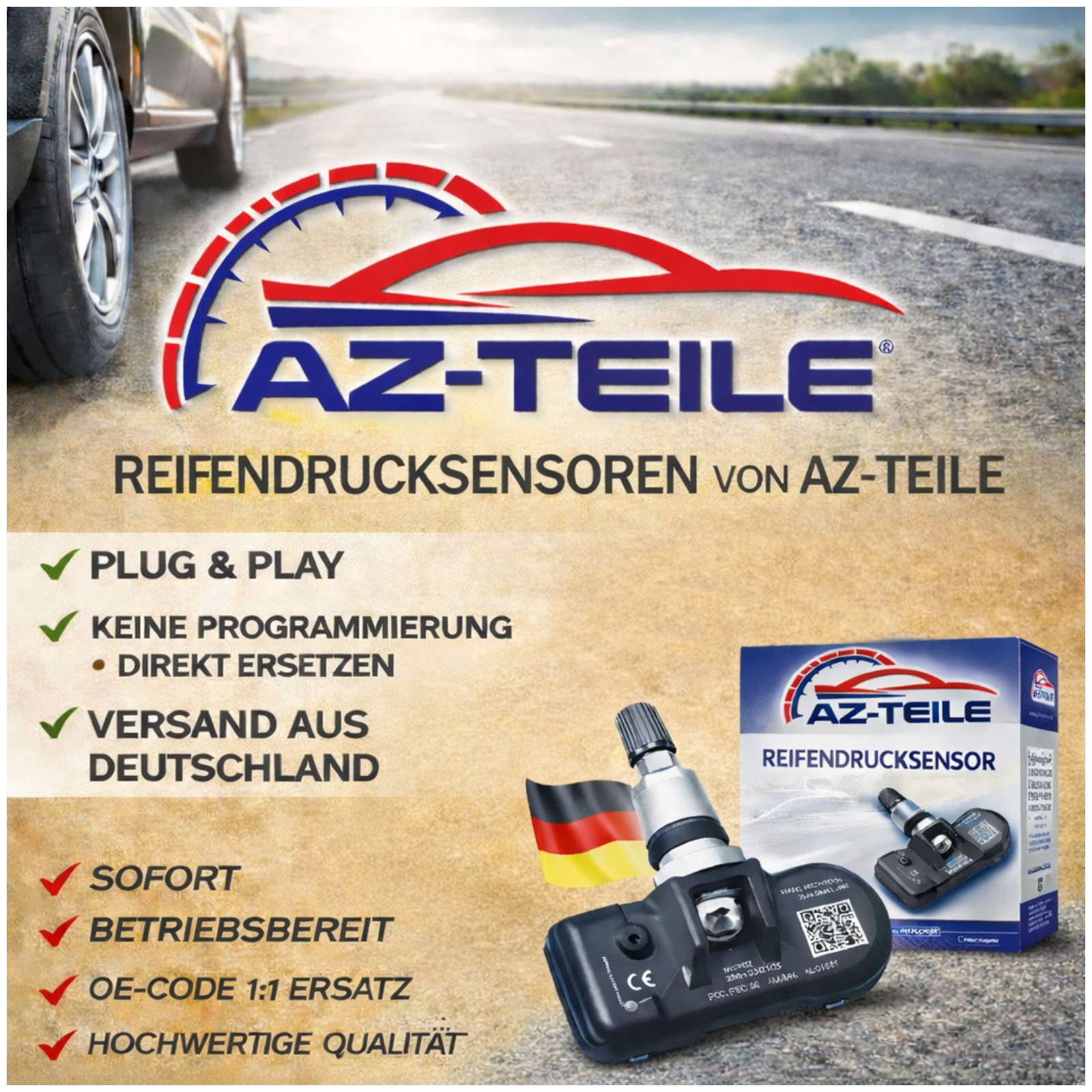 RDKS Reifendrucksensor TPMS 433 MHz für VW Audi Skoda Porsche 5Q0907275B Plug & Play