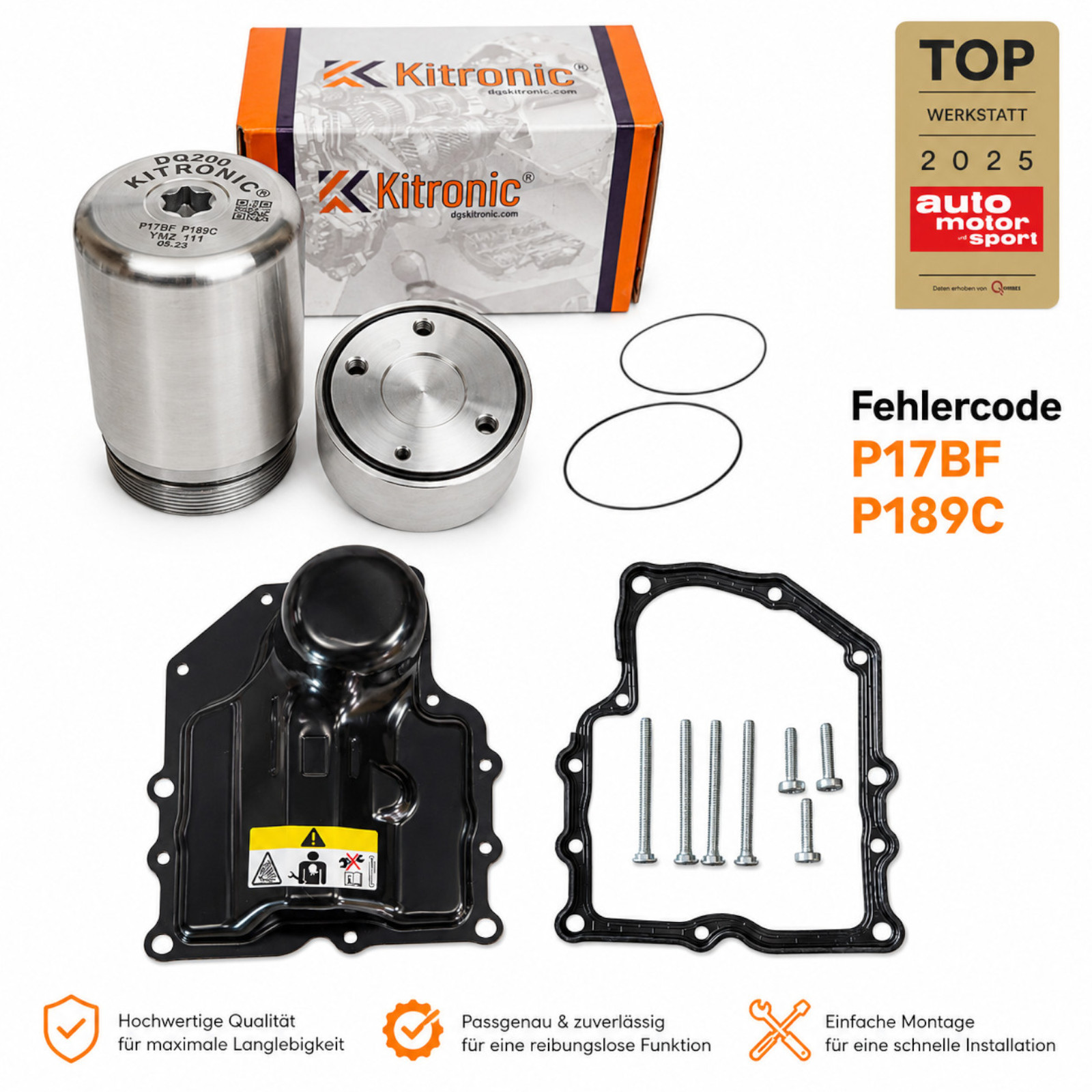 Kitronic Druckspeicher / Akkumulatorkolben – Komplett-Set DSG 7-Gang DQ200 passend für VW Audi Seat Skoda