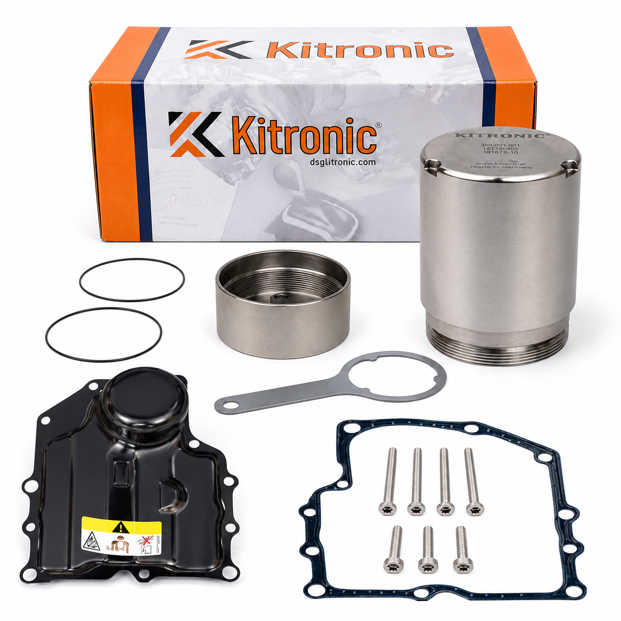 Kitronic Druckspeicher / Akkumulatorkolben mit Schrauben, Dichtung und Öl-Deckel DSG 7-Gang DQ200 passend für VW Audi Seat Skoda