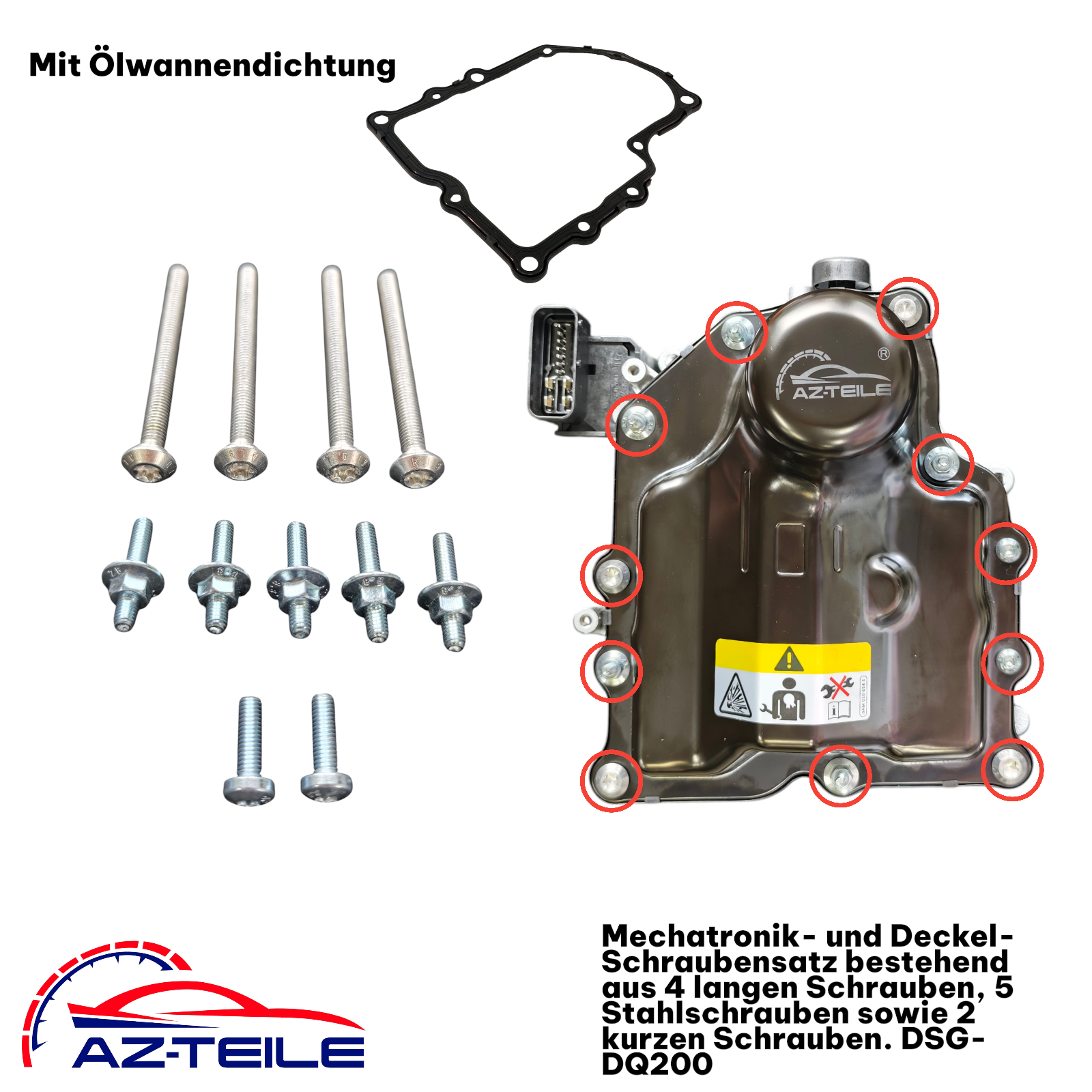 AZ-Teile® Schraubensatz für Deckel-Mechatronik-Dichtung 0AM-0CW DQ200 DSG 7 Gang