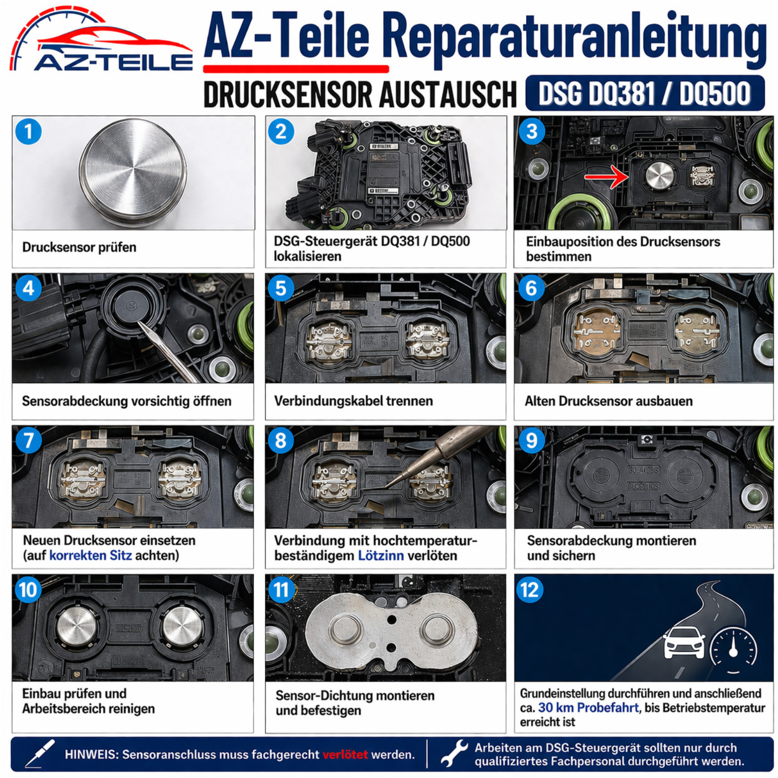 AZ-Teile® Drucksensor Kupplungspositionssensor passend für VW Audi Seat Skoda DSG 7-Gang
