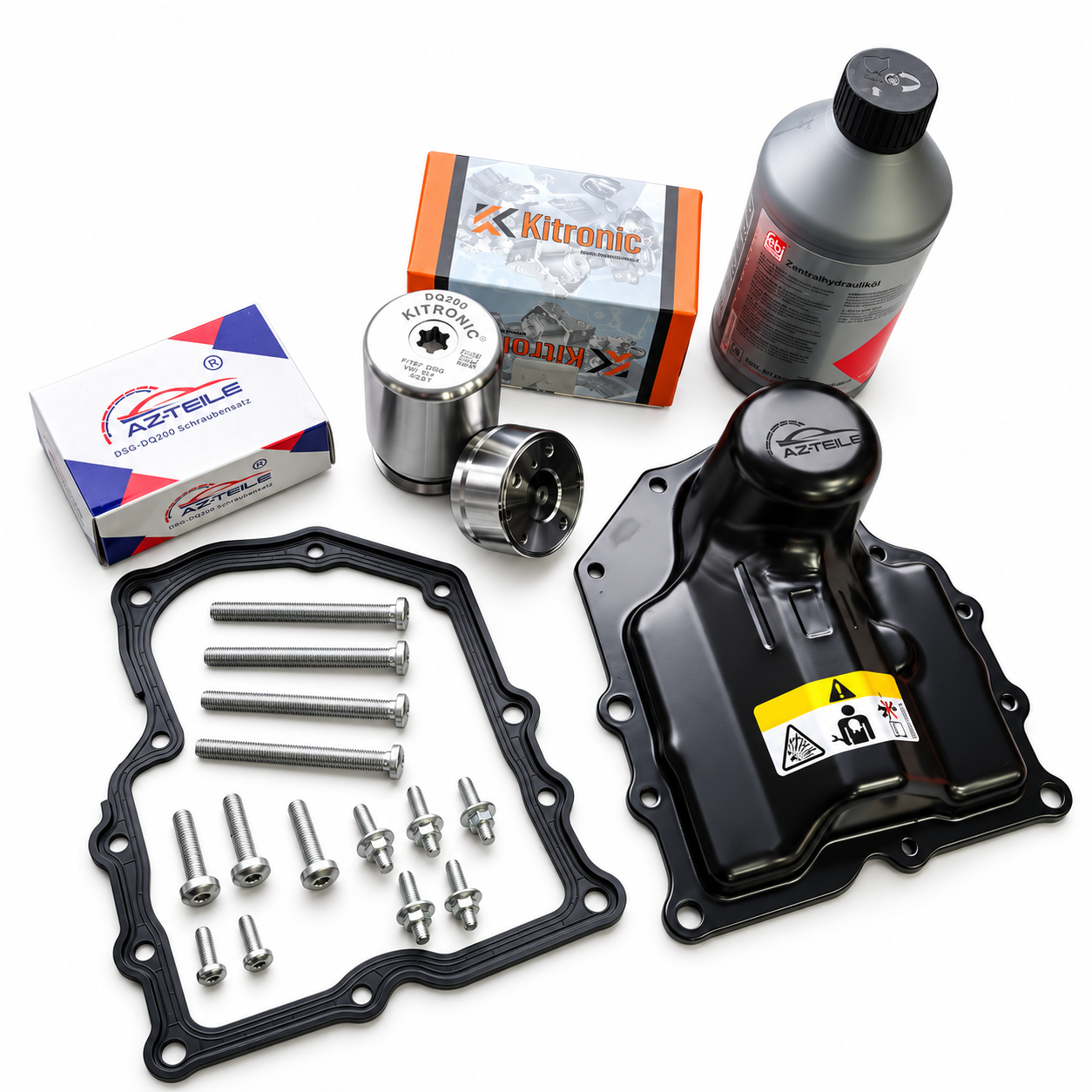 Druckspeicher Rundum-Set mit Schrauben Deckel Dichtung Öl DSG DQ200 0AM VW Audi Skoda Seat