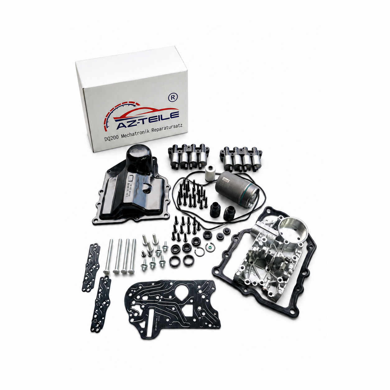 DSG DQ200 0AM Mechatronik Reparatursatz 8 Magnetventile + Druckspeicher + Alu-Gehäuse 0AM398025