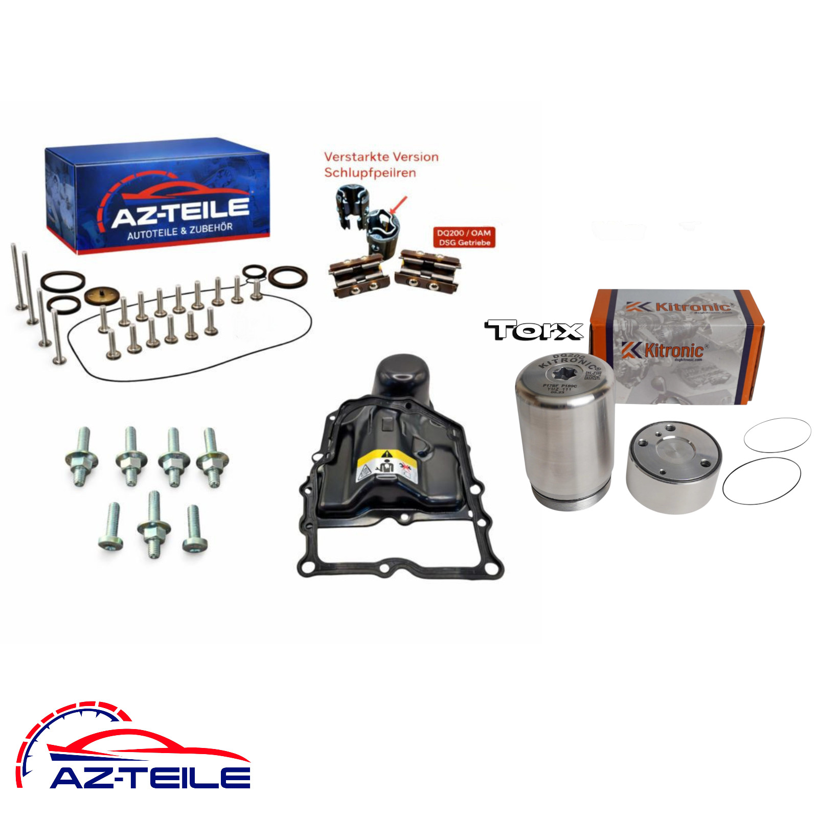 AZ-Teile® Komplett-Reparaturset Schlupfperlen + Dichtungssatz + Druckspeicher DSG 7-Gang DQ200 passend für VW Audi Seat Skoda