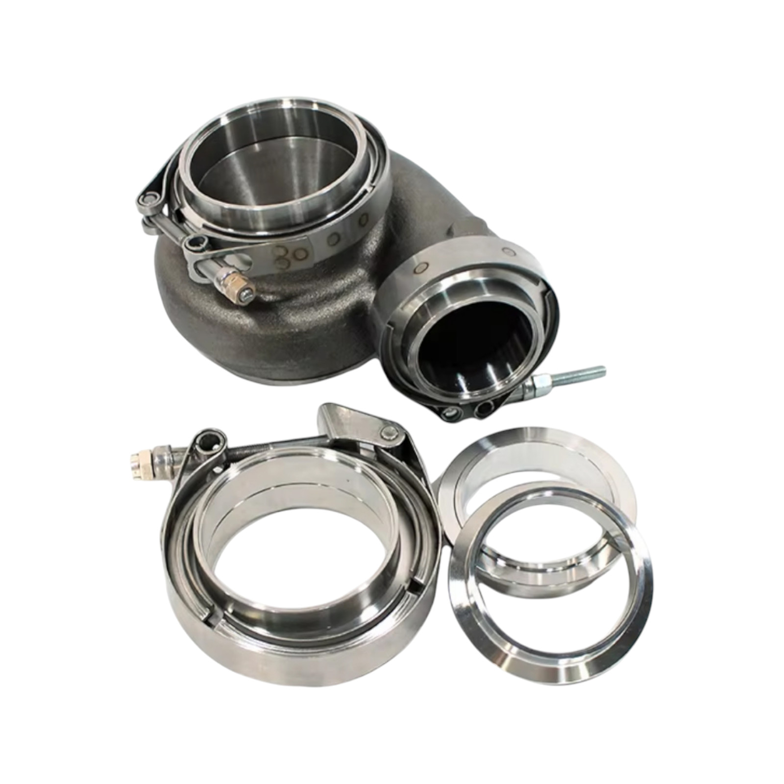 V-Band-Schelle 88,9-90,0 mm mit 2x Anschweißringe V Band 3,5 88,9mm mit Schnellverschluß