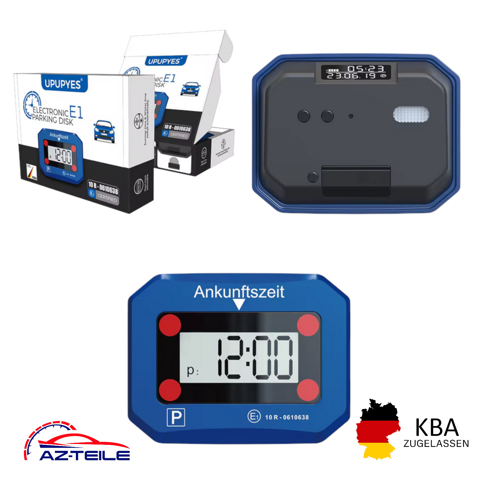 Elektronische Parkscheibe digital KBA-Zulassung automatische Parkuhr Nachtmodus