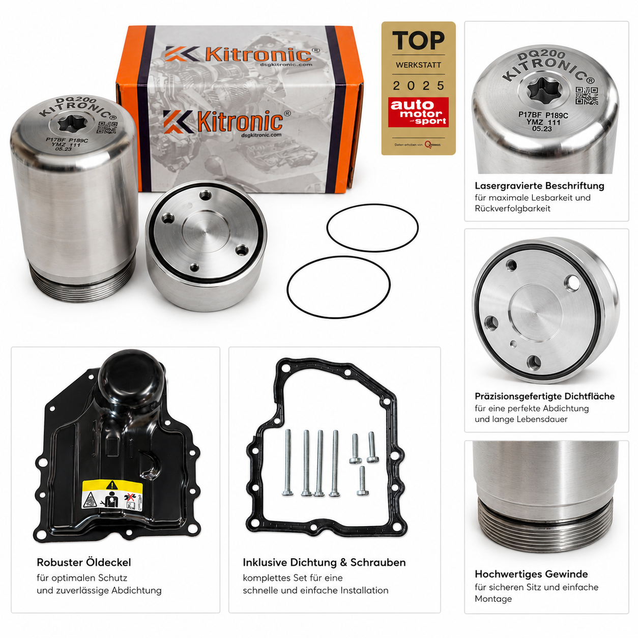 Kitronic Druckspeicher / Akkumulatorkolben – Komplett-Set DSG 7-Gang DQ200 passend für VW Audi Seat Skoda
