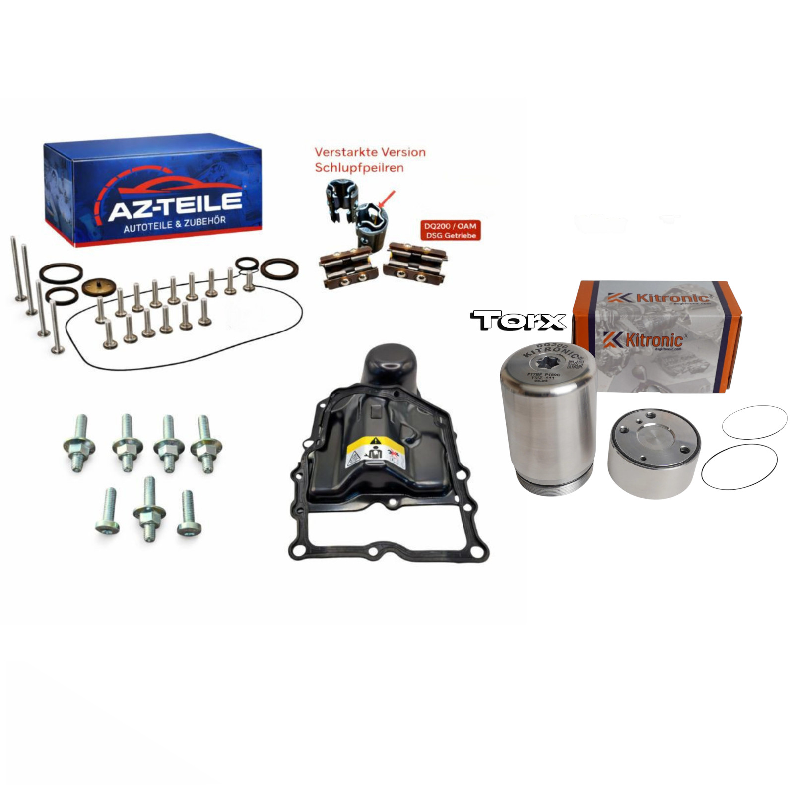 AZ-Teile® Komplett-Reparaturset Schlupfperlen + Dichtungssatz + Druckspeicher DSG 7-Gang DQ200 passend für VW Audi Seat Skoda