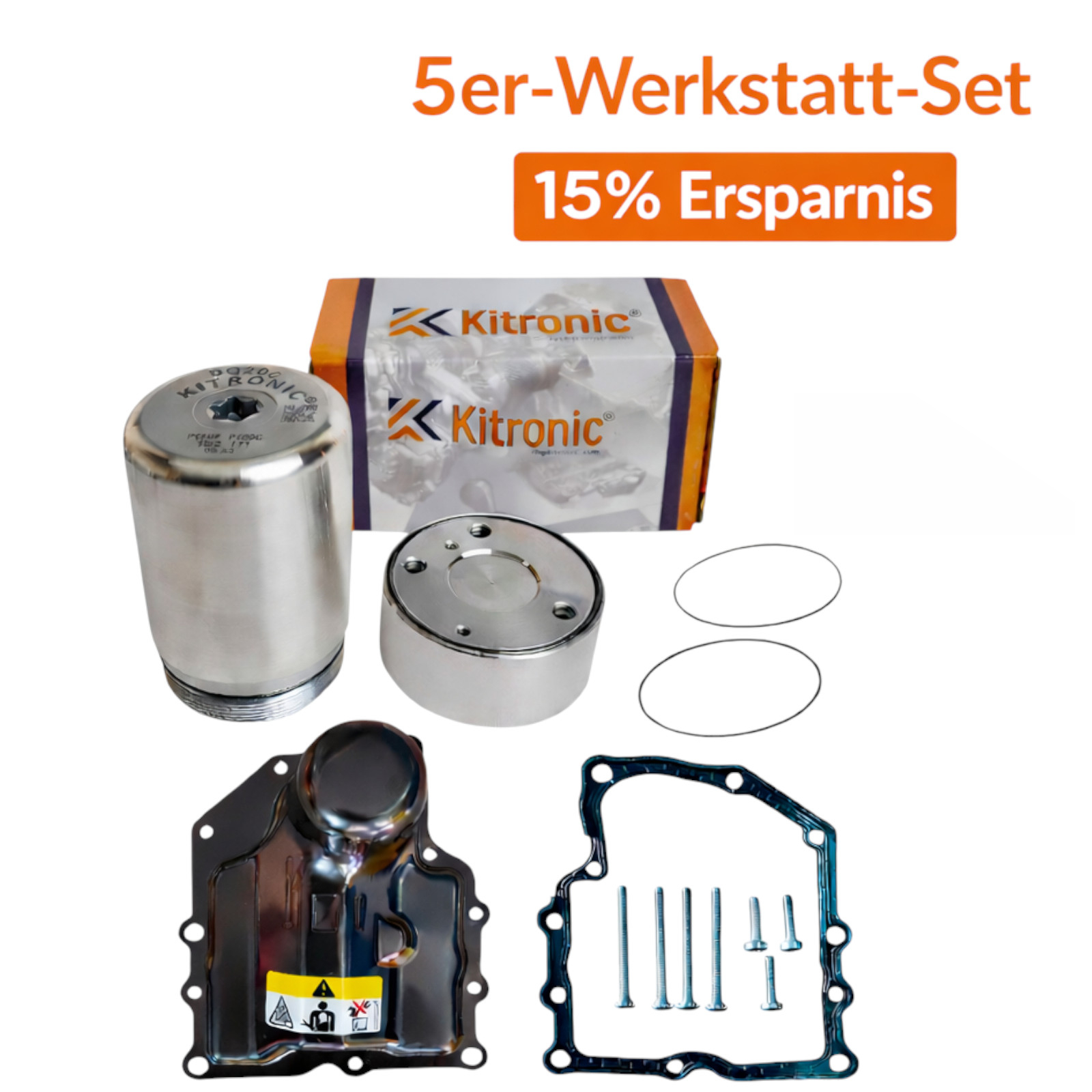 Kitronic Druckspeicher / Akkumulatorkolben – 5er Profi-Set DSG 7-Gang DQ200 passend für VW Audi Seat Skoda