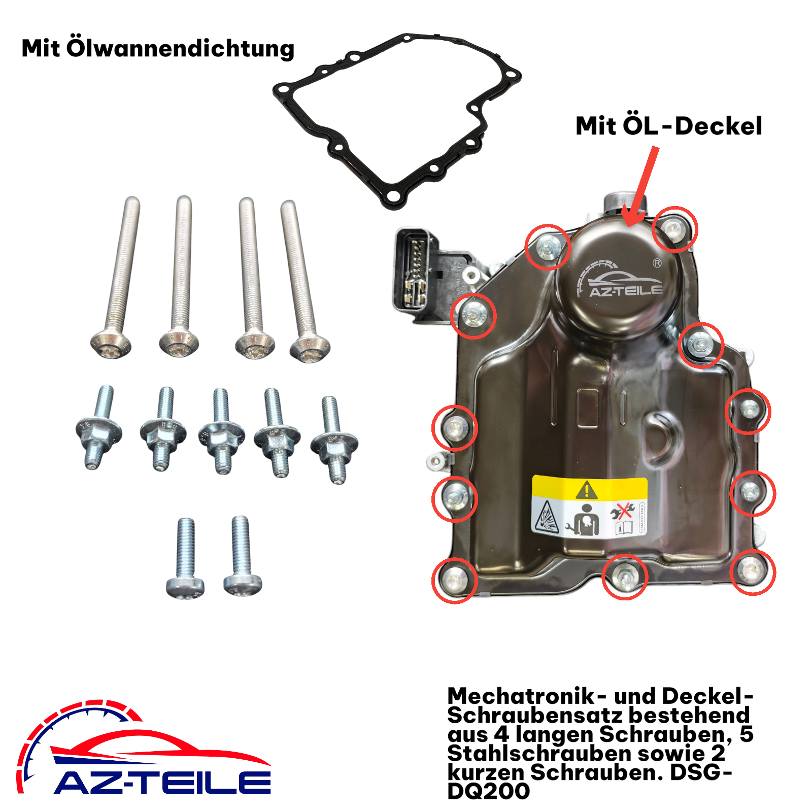 AZ-Teile® Schraubensatz mit Deckel und Dichtung 0AM-0CW DQ200 DSG 7 Gang