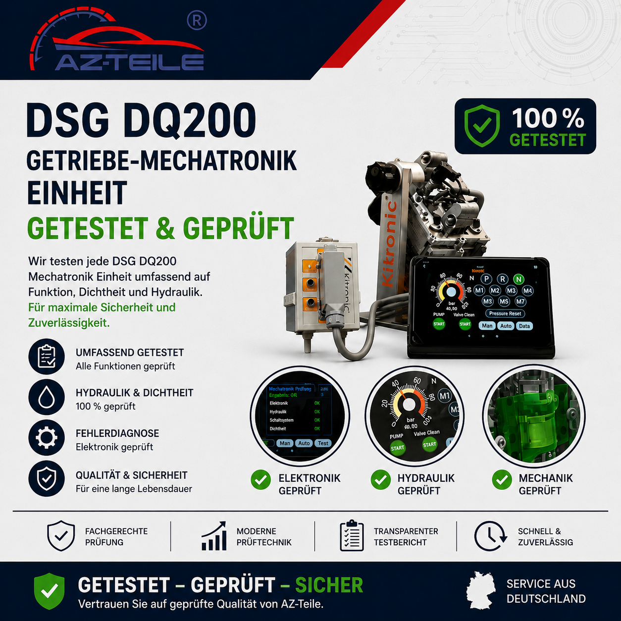 DSG 7-Gang DQ200 Mechatronik Hydraulikeinheit 0AM 0CW für VW Audi Seat Skoda ohne Steuergerät