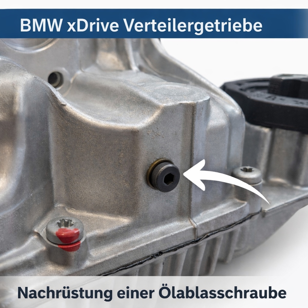 Nachrüstung einer Ölablaßschraube bei BMW Verteilergetrieben
