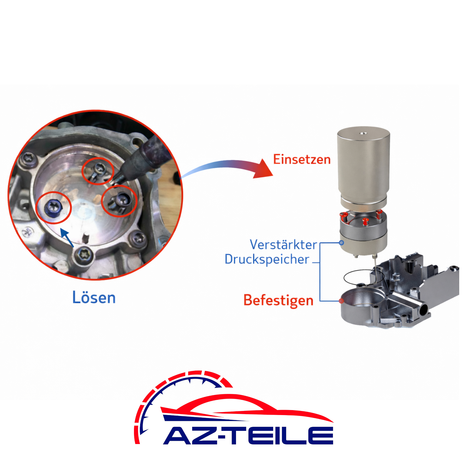 Druckspeicher Akkumulatorkolben 7-Gang DQ200 0AM DSG 3er Set mit Dichtung